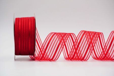 Striped with arrow satin Sheer Ribbon_K873-K21_red